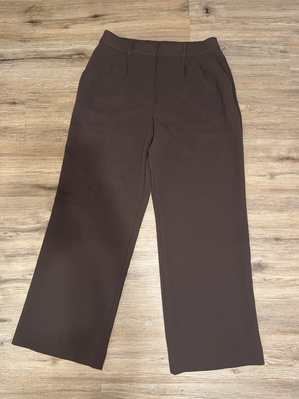 Loft Versa Wide Leg Pants Womens Size 10 Solid Brown Crepe Pleated Front Palazzo